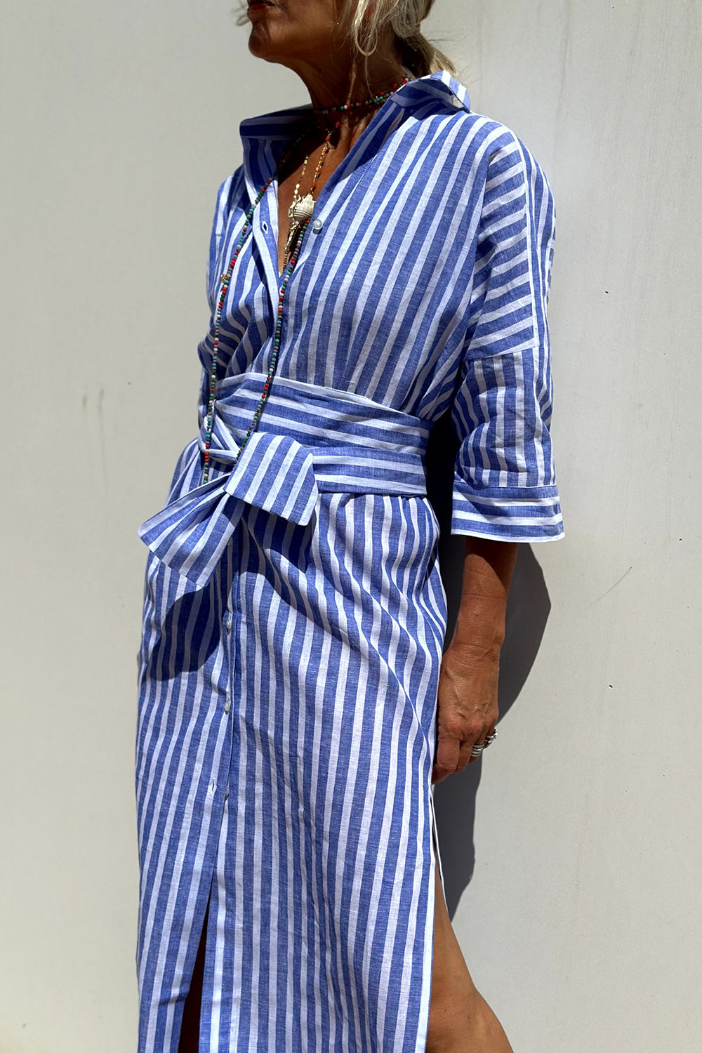 Sophia | Abito Camicia con Strisce Senza Tempo e Comfort Elegante