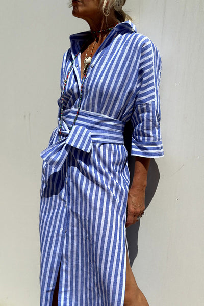 Sophia | Abito Camicia con Strisce Senza Tempo e Comfort Elegante