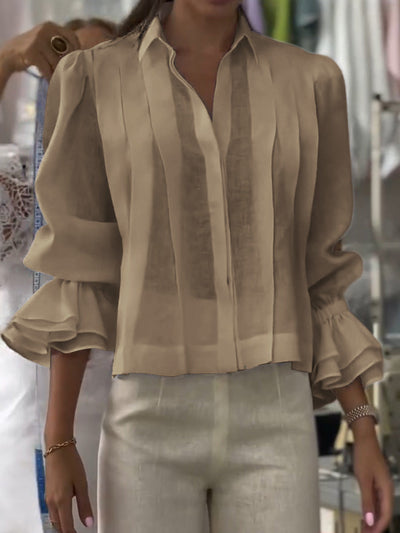 Cardigan lungo casual in lino con colletto revers per donne