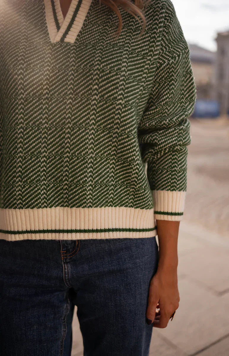 EMILIA™ | MAGLIONE VERDE A V