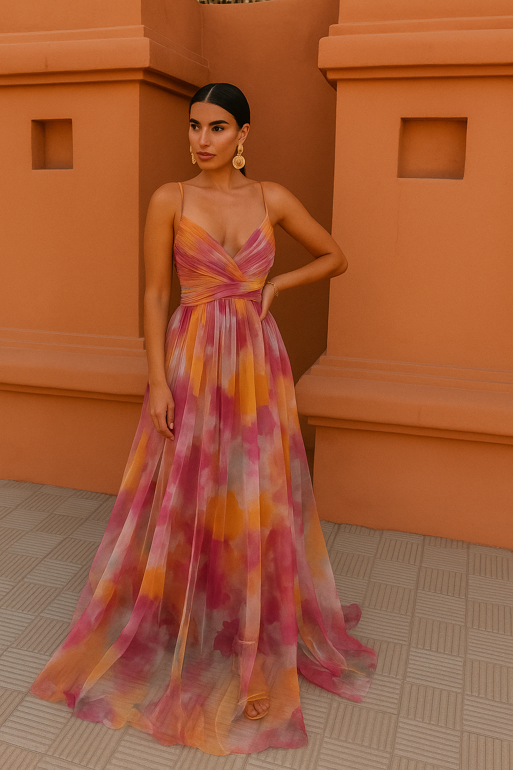 Giselle - Incantevole Maxi-abito con Motivo Floreale