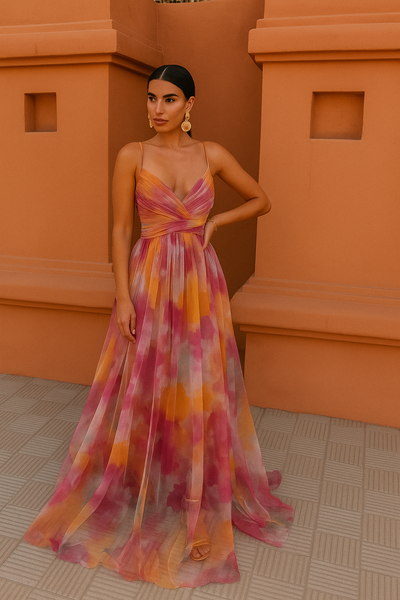 Giselle - Incantevole Maxi-abito con Motivo Floreale