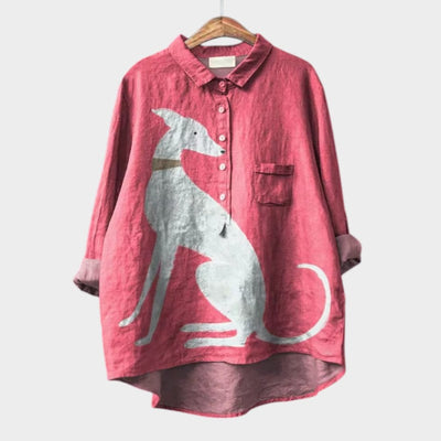 PALMIRA | Camicia Oversized con Design di Cani e Comfort Quotidiano per un Look Senza Preoccupazioni